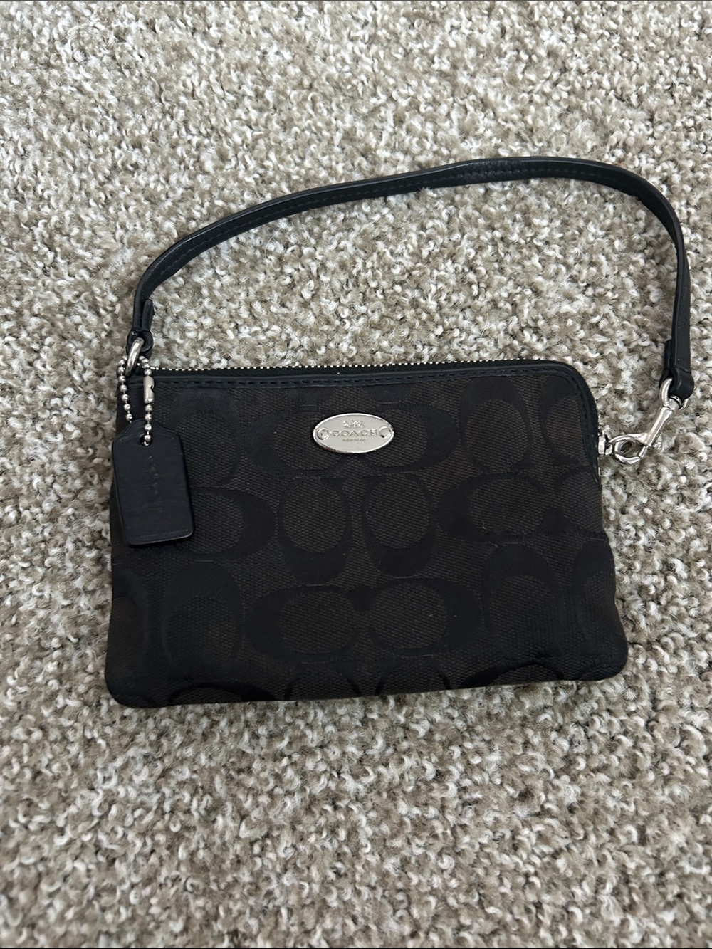 Coach Black Signature Canvas Wristlet